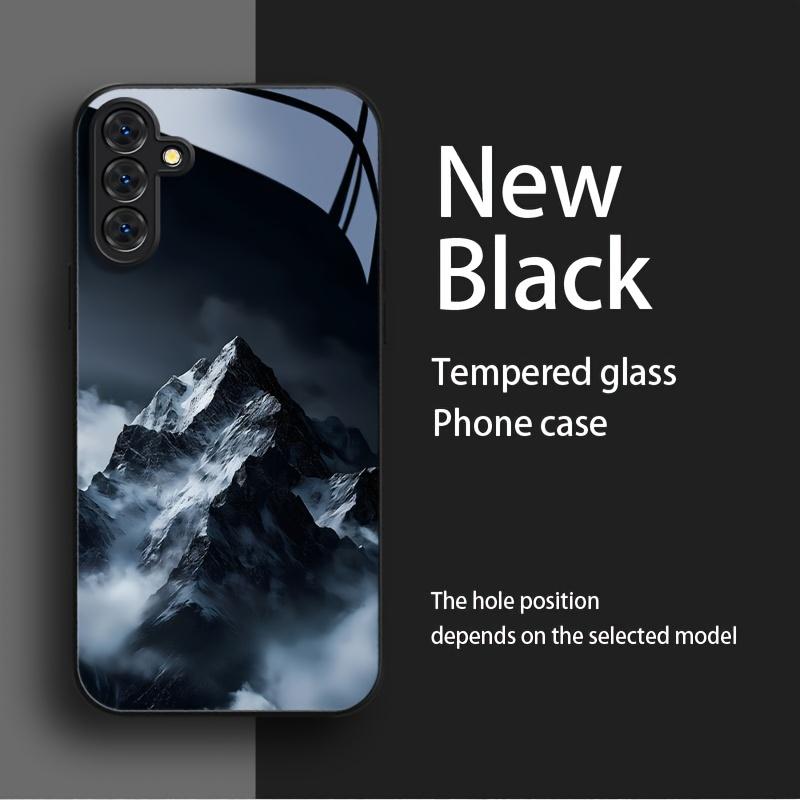 Realistic snow-capped mountain electroplated glass phone case for Samsung Galaxy S26 S25 S24 S23 S22 S20FE Ultra Plus drop Cover