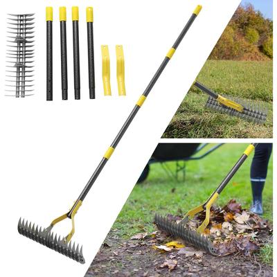 Greblă pentru stuf, 139 cm Greblă de scarificare Heavy Duty Reglabilă pentru scarificare pentru afânarea solului Adunare pentru frunze Nivelare Gazon Teren agricol Curățare