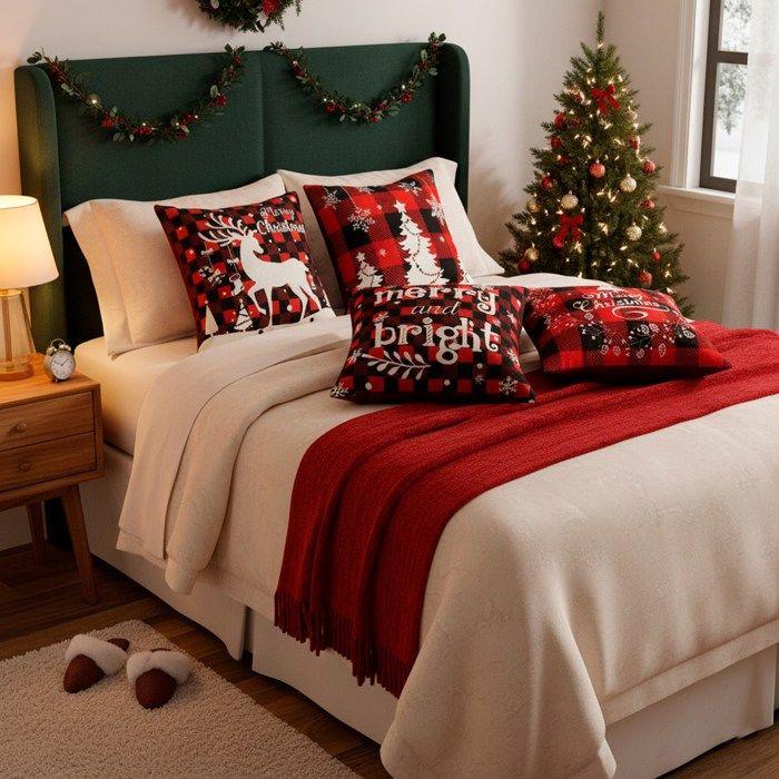 Taie d'oreiller - SPRINGOS - Noël - 40x40 cm - Lot de 4 - Multicolore - Élégance Chic