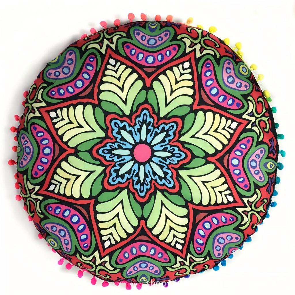 Bohemian 43cm/80cm Round Pillow Case Mandala Pattern Cushion Cover Indian Elephant Retro Meditation Floor Decorative Pillows