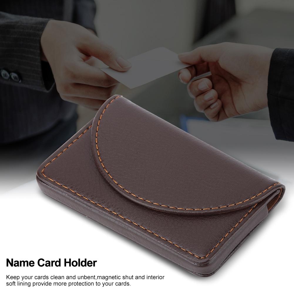 Portable Leather Business Name Card Holder Case Wallet Credit Card Holder Case (Coffee)