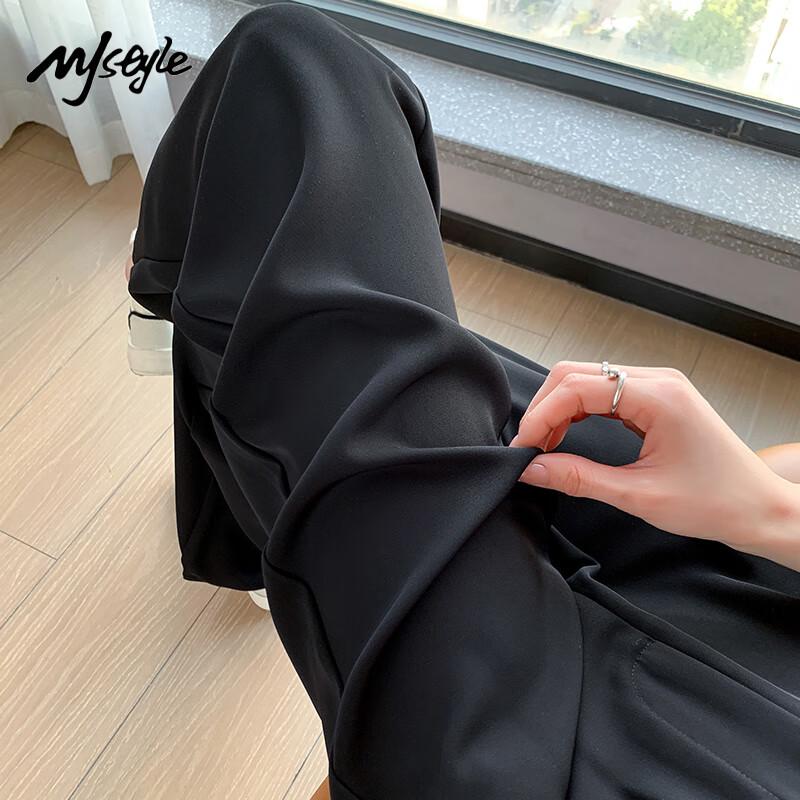 MJ STYLE Women's High-Waist Draped Wide-Leg Quick-Dry Suit Pants