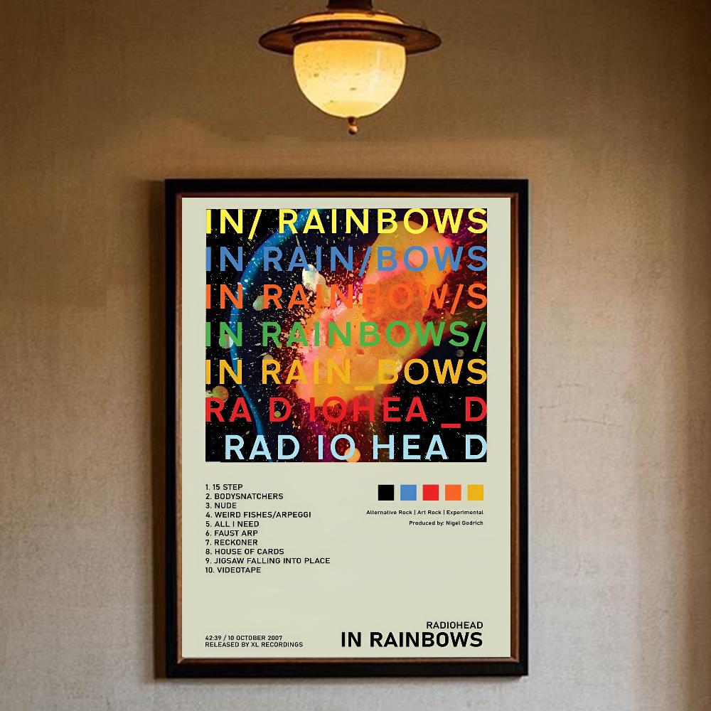 Banda de Art Rock Radiohead Póster de Música arte pared adhesiva impermeable hogar sala de estar dormitorio bar decoración estética