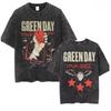 Rock Band Green Day Tour 2026 T Shirt Fashion Rock Vintage Washed Tshirt Men Women Clothing Casual Short Sleeve Tshirts