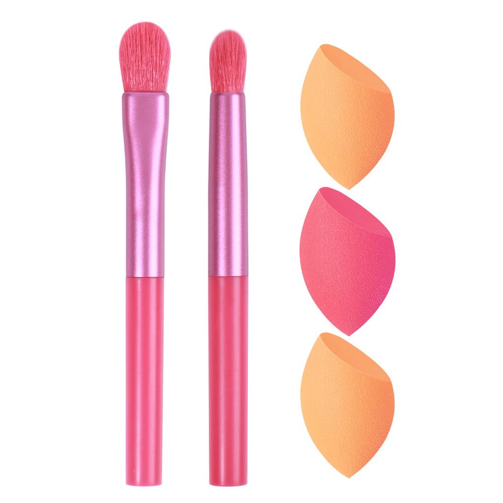 Makeup Brush Puff Set, Eyeshadow Brush Evenly Painted Beauty Tool, Portable Travel Beauty Blender Set