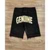 High Street Hip Hop Rhinestone Cross Straight Denim Knee Length Shorts