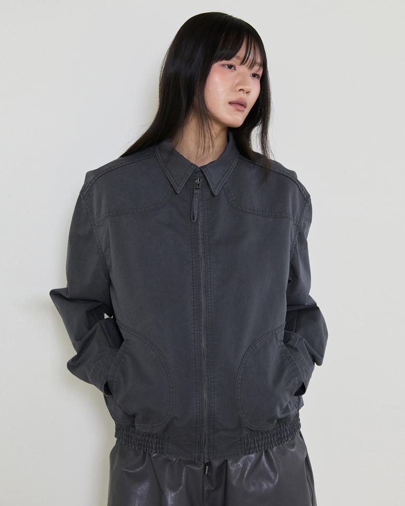Theendquestion Zip-Up Blouson Jumper / Dark Gray