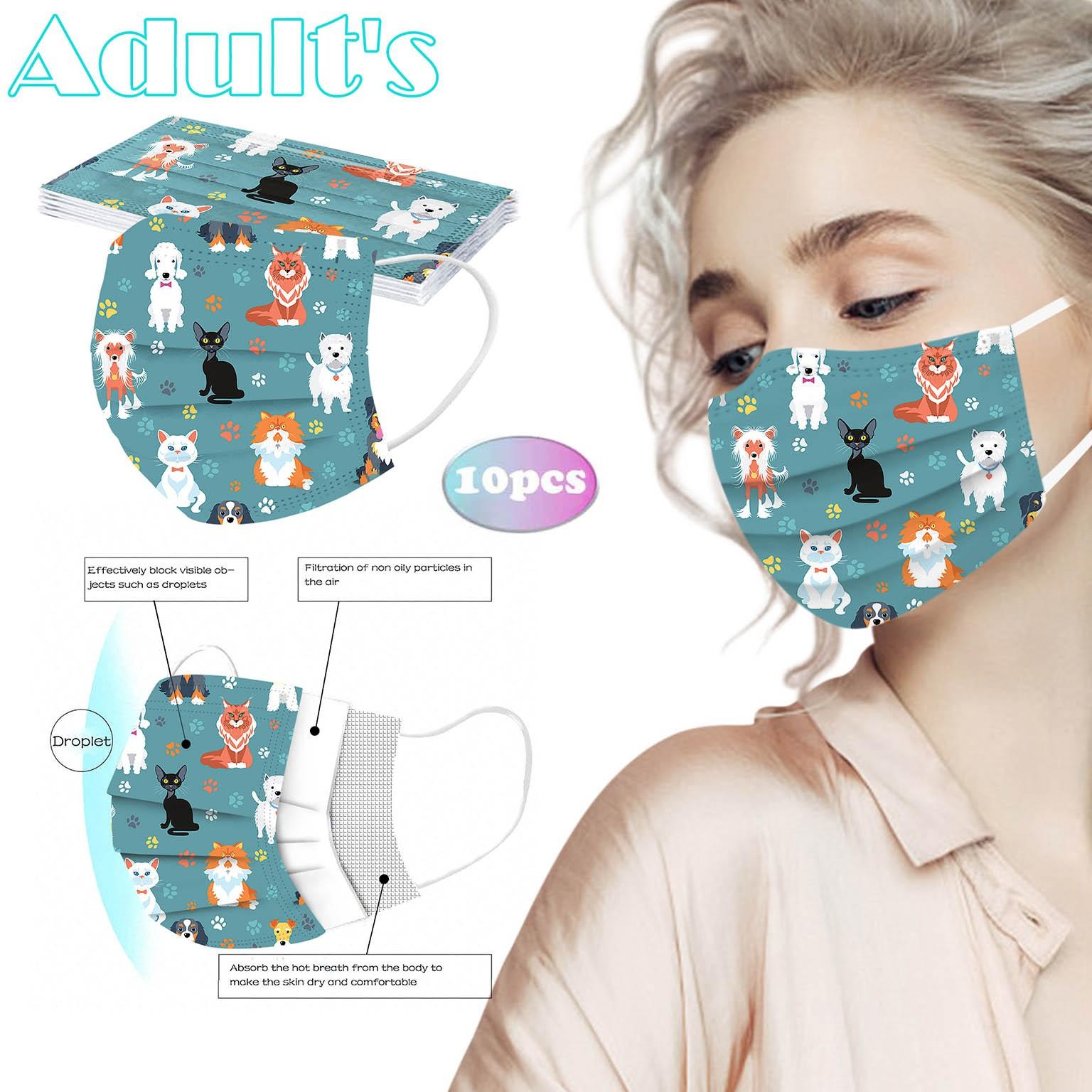 

Adult Women Man Disposable Face Mask Industrial 3Ply Ear Loop 10PC Mask