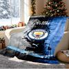 Manchester City FC Pattern Blanket for Home Decoration, Bed, Sofa, Car Travel, Camping, Suitable for All Seasons, Birthday Christmas Gift