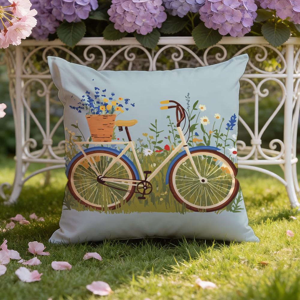 Country Flower Bicycle Cushion Cover Home & Car Dual-Scene Pillow Cover: Reversible for Premium Comfort