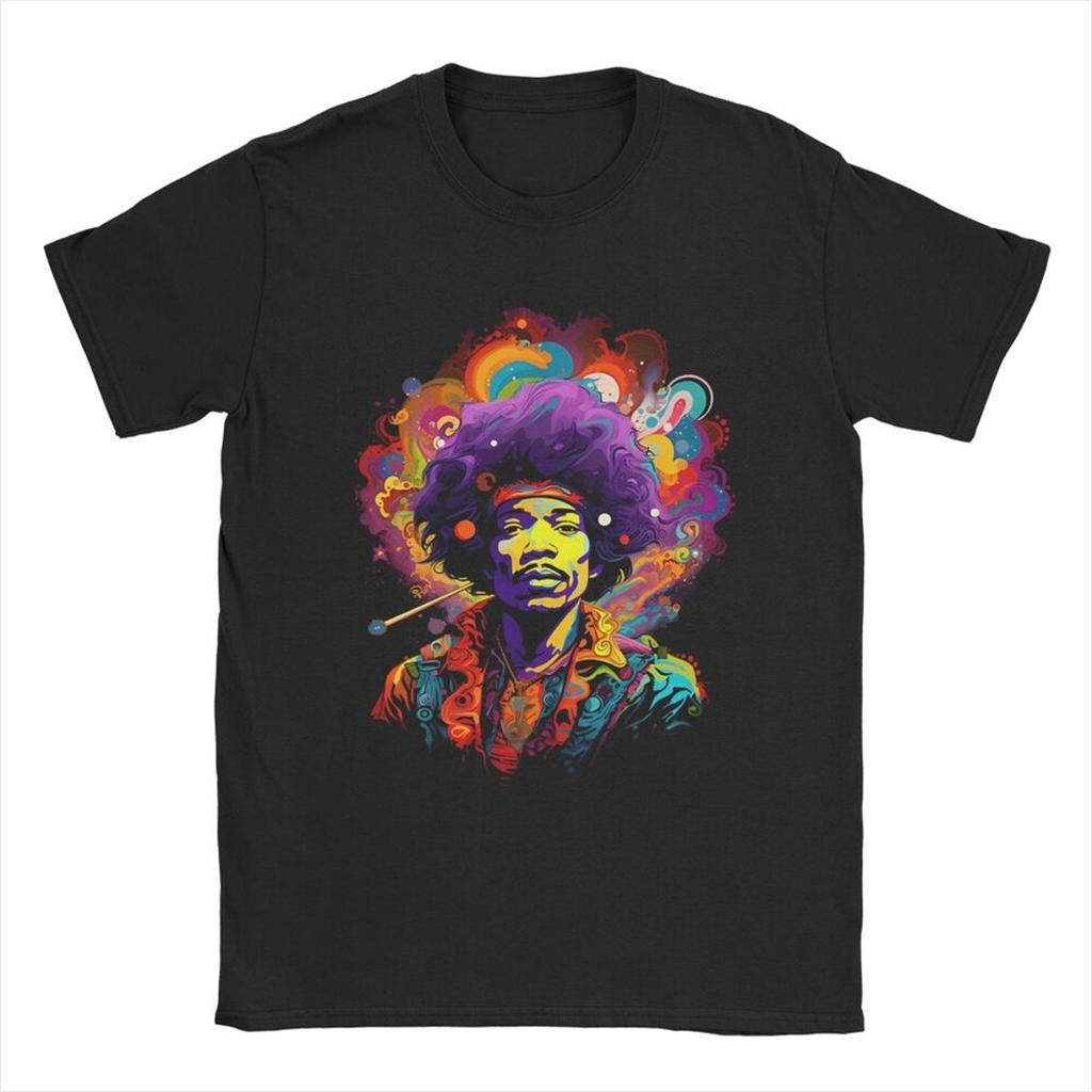 Jimi Hip Hop T-Shirts for Men Hendrixs Vintage Rock Guitar Singer Vintage Cotton Tees Crew Neck Short Sleeve T Shirt Gift Idea