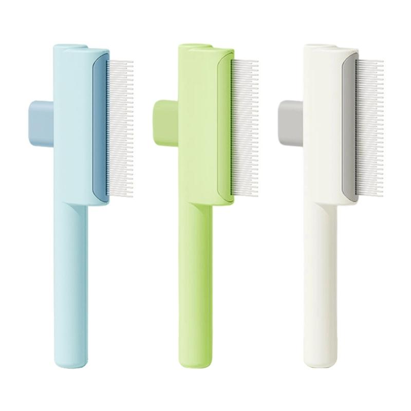 Cats Grooming Brush With Release Button Pet Hair Removal Comb For Short Long Hair Cats Massaging Shedding Cleaning Tool