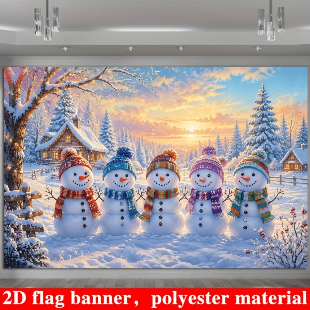 1Pcs Winter Snow Forest Cottage Snowmen Decoration Background Winter Backdrop For Photo Studio Photo Booth Party