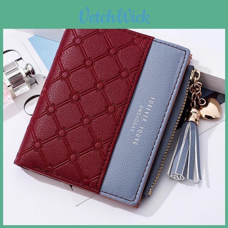 Stylish Women's Cute Embossed Pu Leather Wallet With Tassel Zippers And Coin Pocket