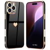 Protective Case - BOOLING - for iPhone 16 Pro - Plated Silicone - Shockproof - Heart Pattern - Black