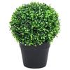 VidaXL Artificial Boxwood Plants 2 Pcs with Pots Ball Green 37 Cm