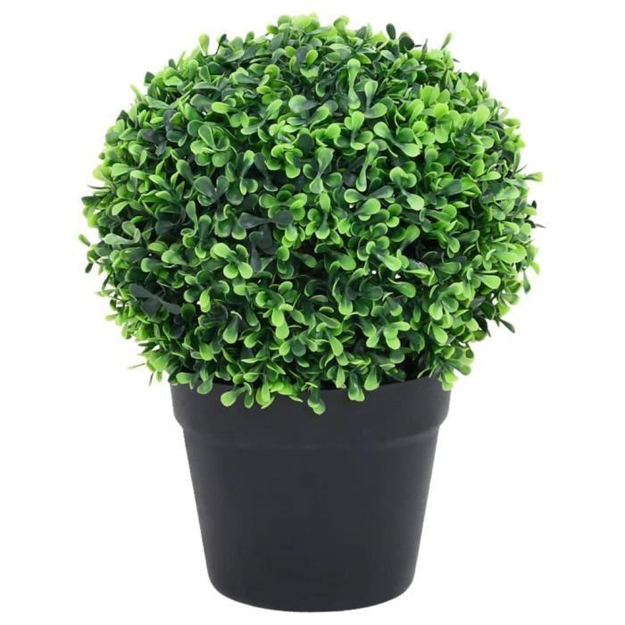 VidaXL Artificial Boxwood Plants 2 Pcs with Pots Ball Green 37 Cm