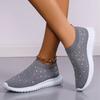 Fashion Women's Slip-On Crystal Sneakers 2025 Breathable Mesh Plus Size 35-43 Casual Flats Women Comfort Soft Sole Running Walking Shoes