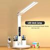 3 Colors LED Table Lamp Double Head Tabletop Reading Lamp Penholder Desk Lamp  Learning