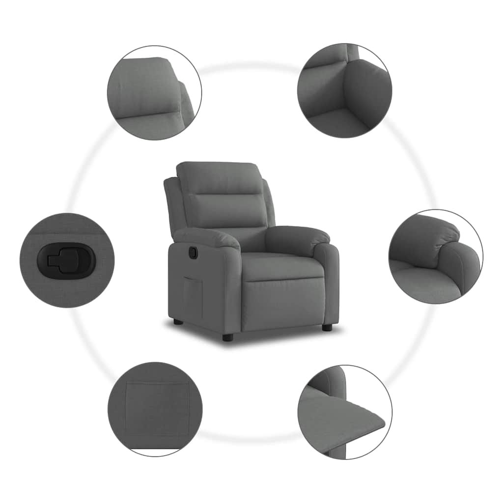 Relaxation Armchair Dark Grey Fabric