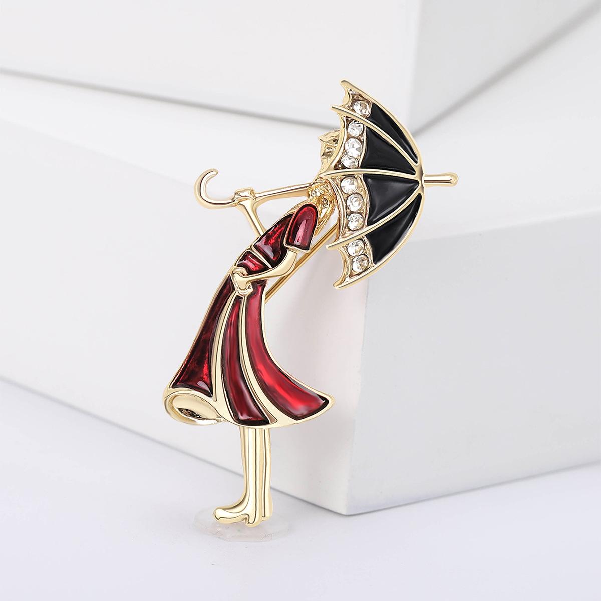 

Модный мультфильм Простой масляный капельный алмазный сплав зонтик девушка брошь одежда креативный универсальный булавка аксессуары