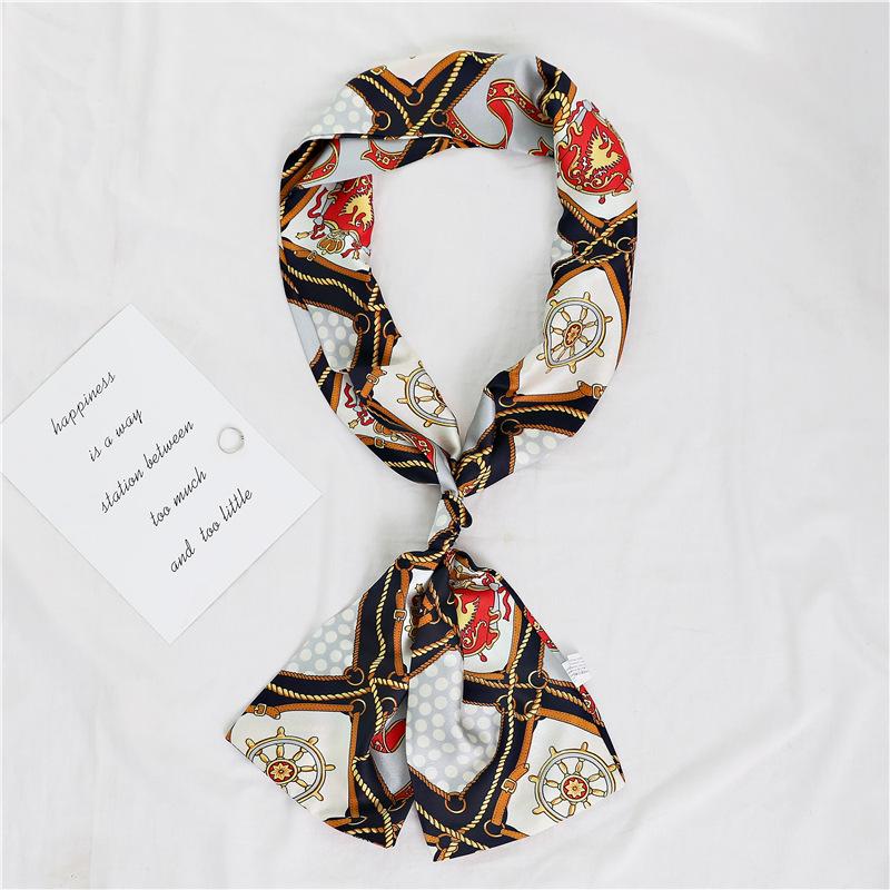 Korean Version of Spring and Summer Long Silk Scarves, Small Scarves, Scarves, Women's Versatile Printing Thin and Narrow Headbands Are Very Good Yao