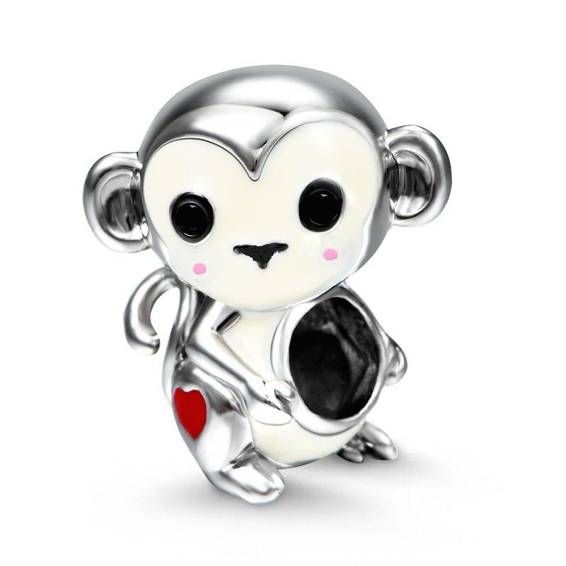 925 Silver Plated Cute Animal Charm Beads DIY Necklace Bracelet Gift Enamel Dog Panda Penguin Fashion Jewelry