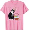 Cat Bunny Ears Easter Basket Graphic Shirts Casual Women Crewneck TShirt for Unisex Women Cute Cat Printed Tops Vintage Y2k Tee