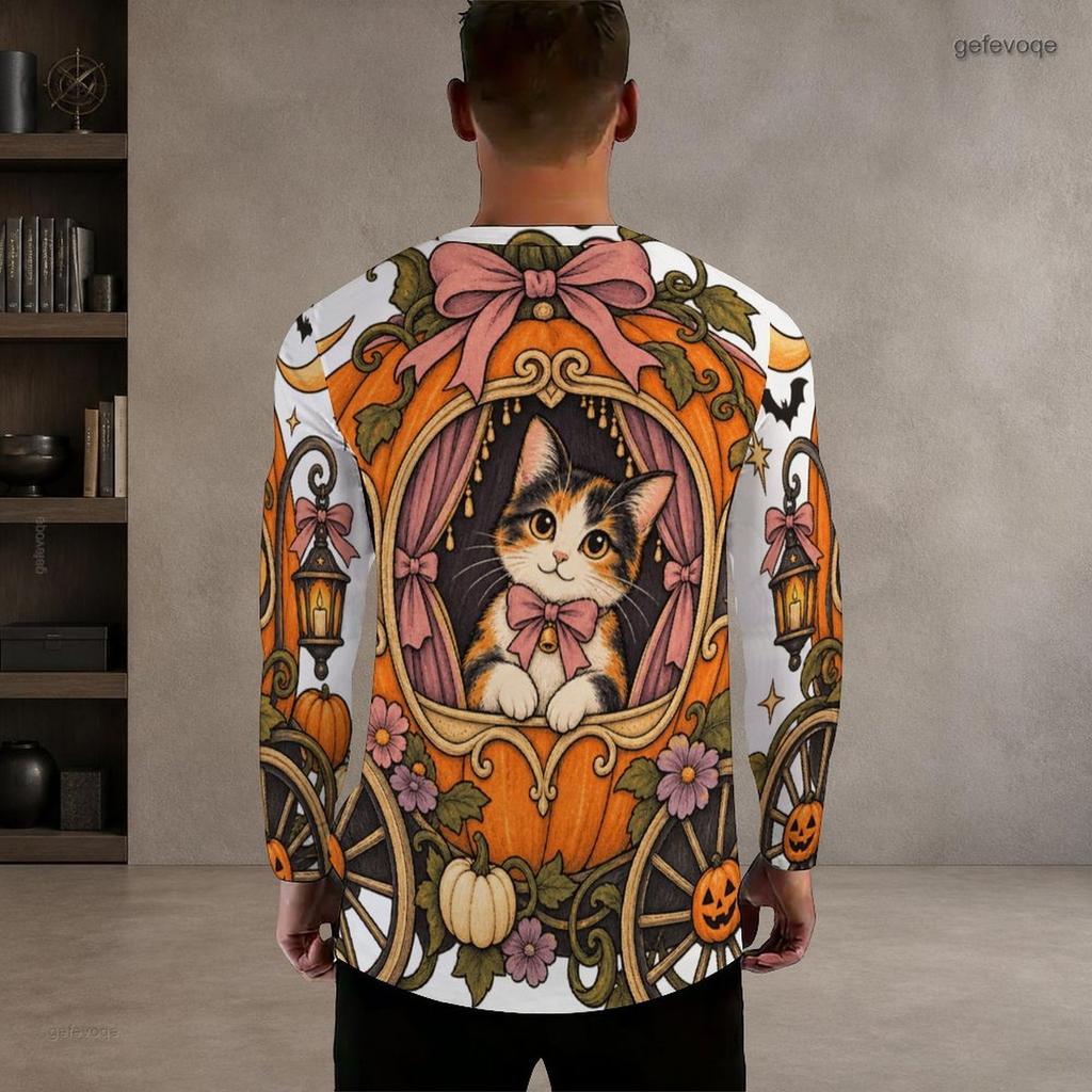 Men Plus Size Crew Neck Long Sleeve Shirt Black Gothic Skull Lion Graphic Casual Street Style Top