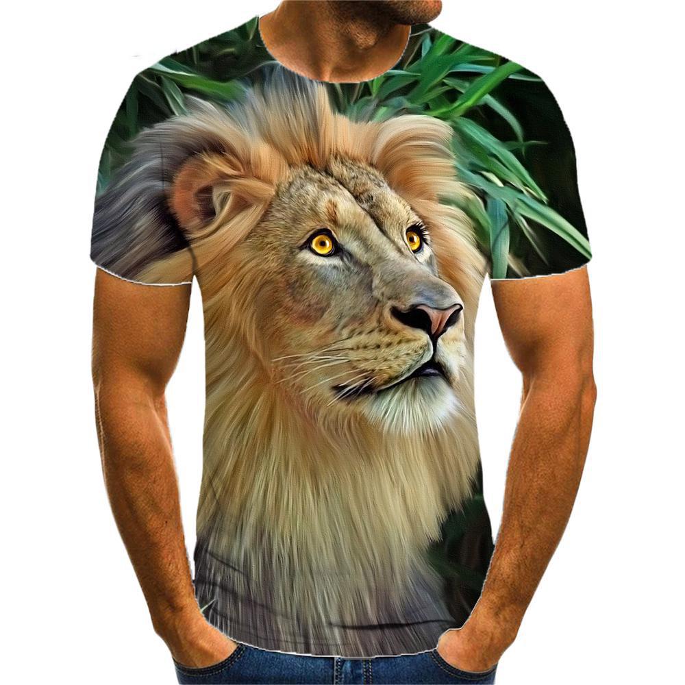 

Мужские футболки с 3D-принтом с рисунком льва, летние повседневные футболки с круглым вырезом и коротким рукавом оверсайз XS