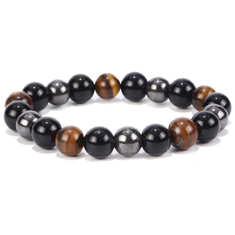 Cross-border Tiger Eye & Hematite Obsidian Beaded Men's Fashion Bracelet