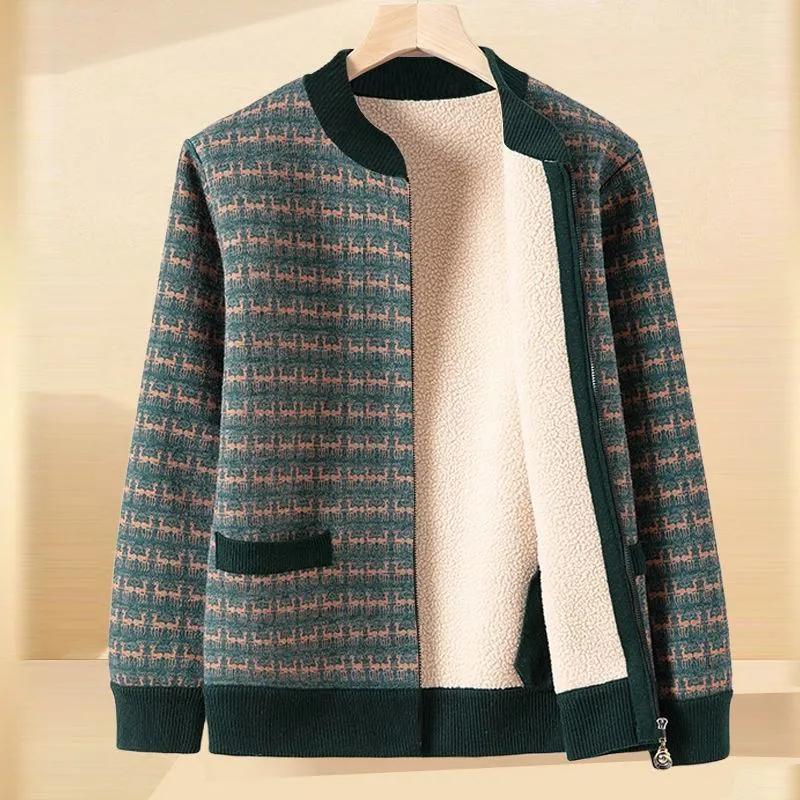 Grandma Autumn Velvet Top Middle-aged Women Zipper Cardigan Jacket