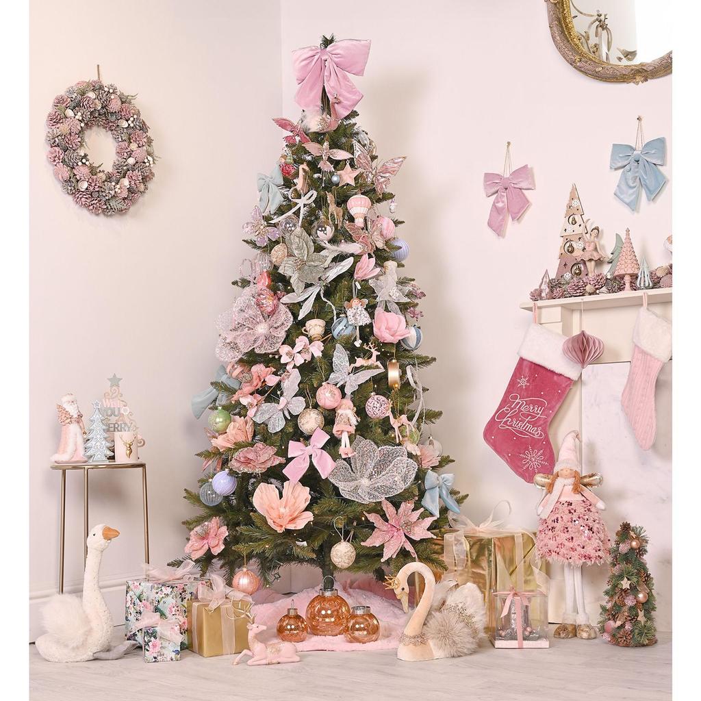 Blush Pink Mercury Glass LED Fairy Light Bauble Ornament - 16cm