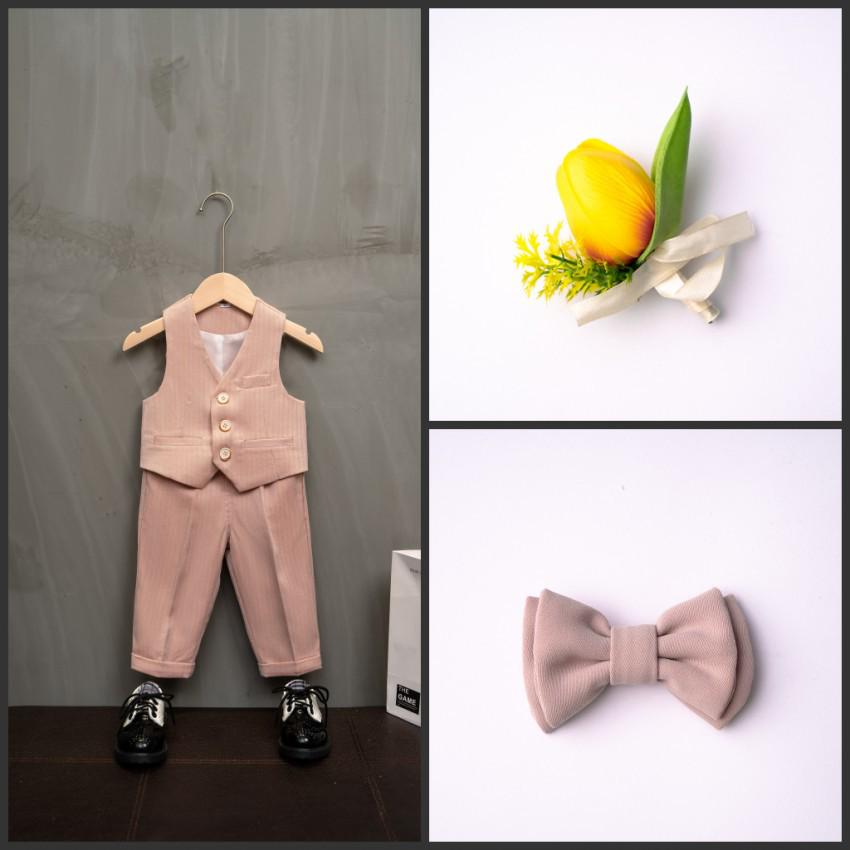 Traje de Florista Estilo Britânico Outono/Inverno para Bebês de 1 Ano - Roupa de Aniversário e Casamento