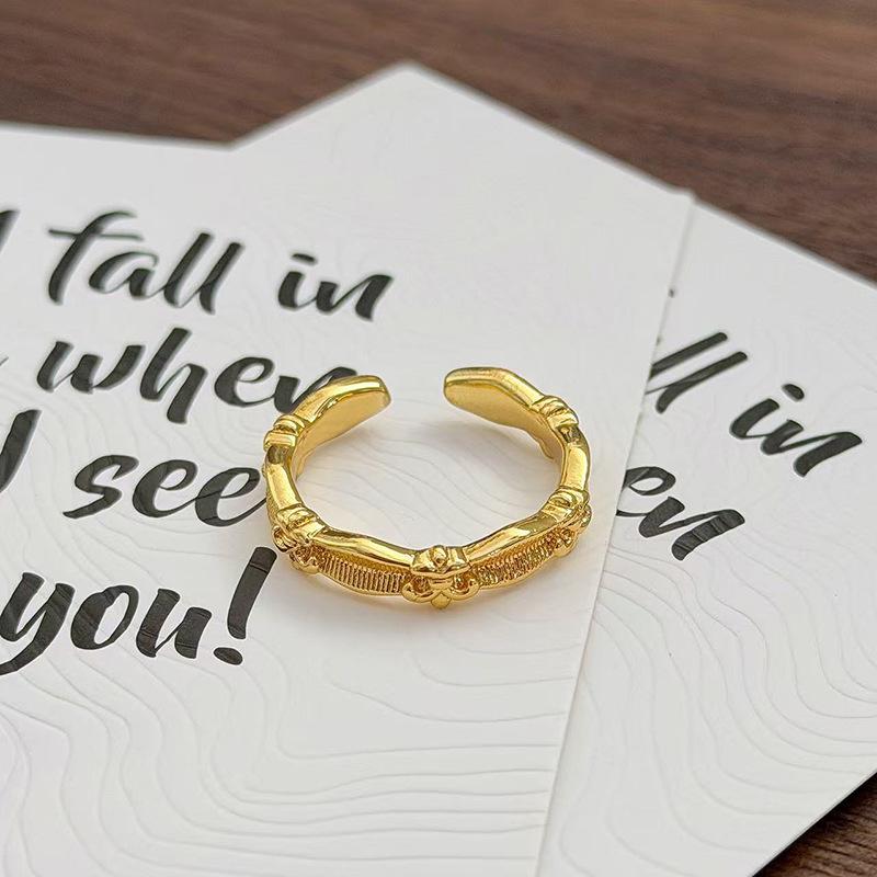 Medieval Vintage Simple Plain Ring Narrow Version French Retro Brushed Ring Irregular Geometric Personality Ring Woman