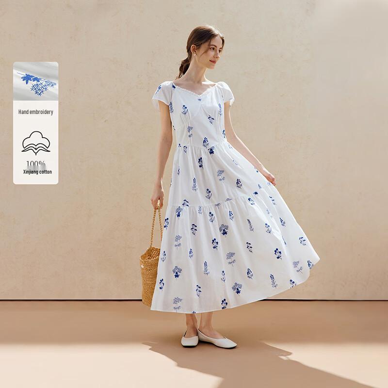 

INMAN Women s French Embroidered Cotton Midi Dress XL