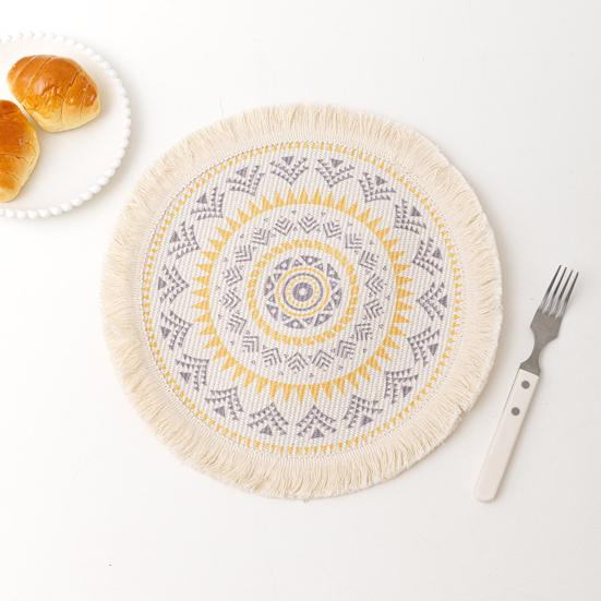 Dicke Platzmatte Verbrühschutz Gute Tischwärmeisolierung Baumwolle Böhmische Quaste Essplatzmatte