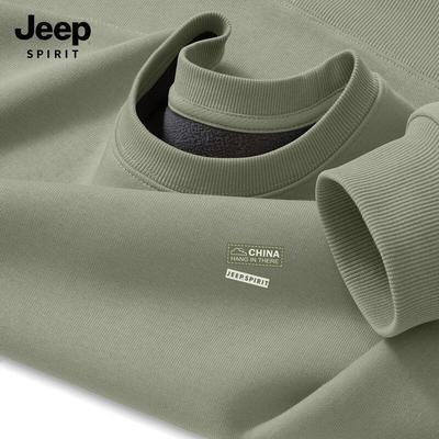 JEEP SPIRIT Men's Winter Fleece-Lined Crew Neck Sweatshirt