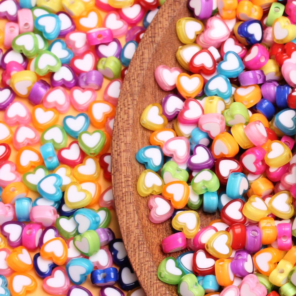 500g/pack Jewellery Making 4*8mm Heart Loose Beads Acrylic Pendant Fashion DIY Accessories Necklace Bracelet Handing Craft Earring Keychain