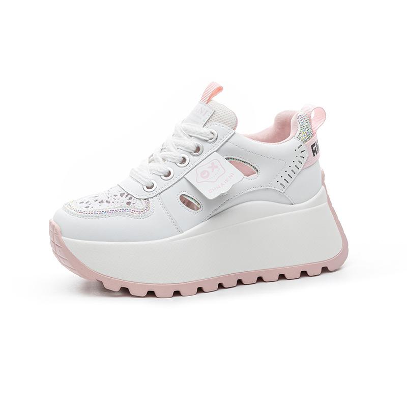 2025 summer new shoes versatile platform white shoes heightening women's shoes breathable feet small women's casual shoes