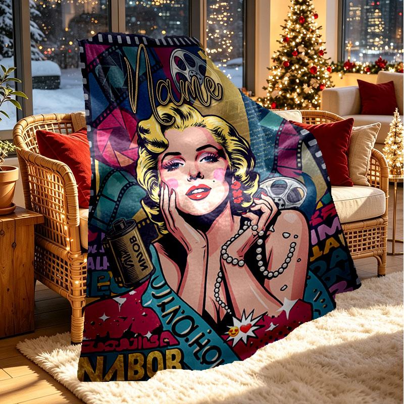 Gepersonaliseerd Dekentje met Naam, Marilyn Monroe Print, Woondecoratie, Slaapkamer, Bank, Kamperen, Sofa, Cadeaus voor Verjaardag Kerst