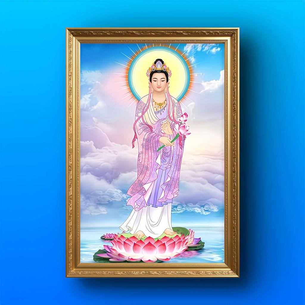 Guanyin Bodhisattva Canvas Mural - Entrance Hall Lobby Decorative Worship Art