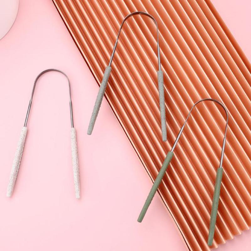 1Pcs Stainless Steel Tongue Scraper Fresh Breath Cleaning Coated Tongue Toothbrush Oral Hygiene U-Shaped Metal Tongue Scraper