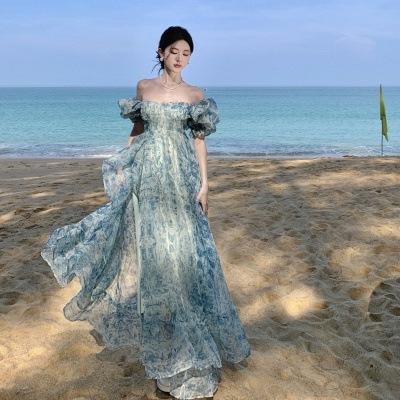 Spring new women's clothing coffee break French Hepburn small fragrant temperament high-end princess floral dress