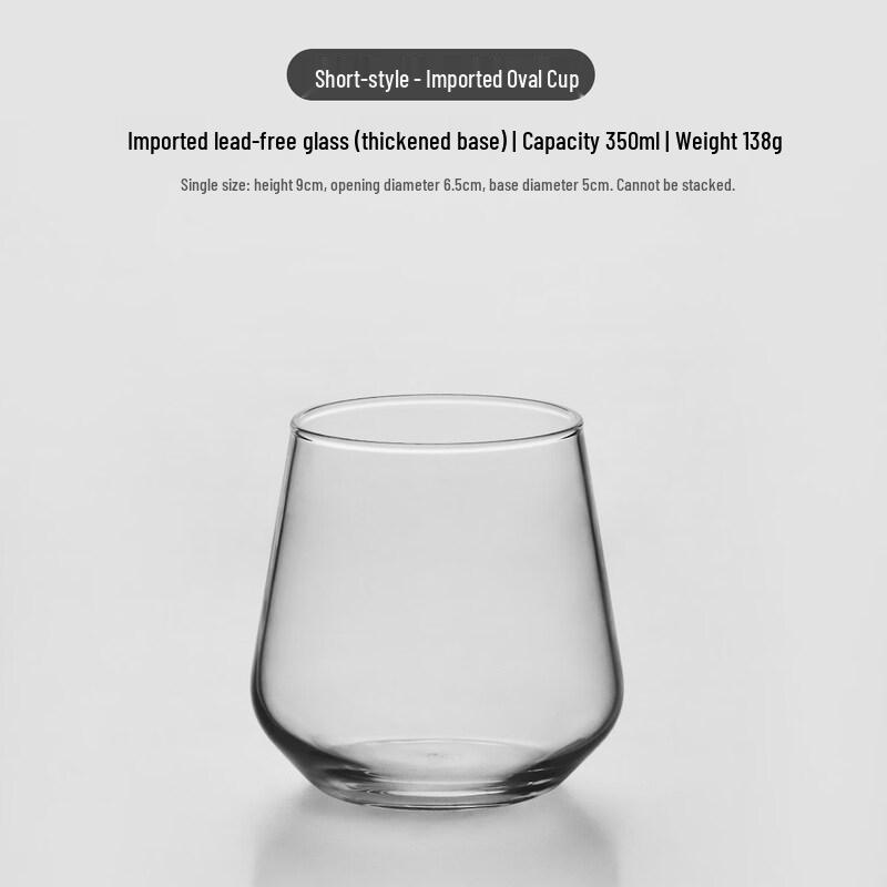 ZISIZ Handmade Oval Lead-Free Glass Cup