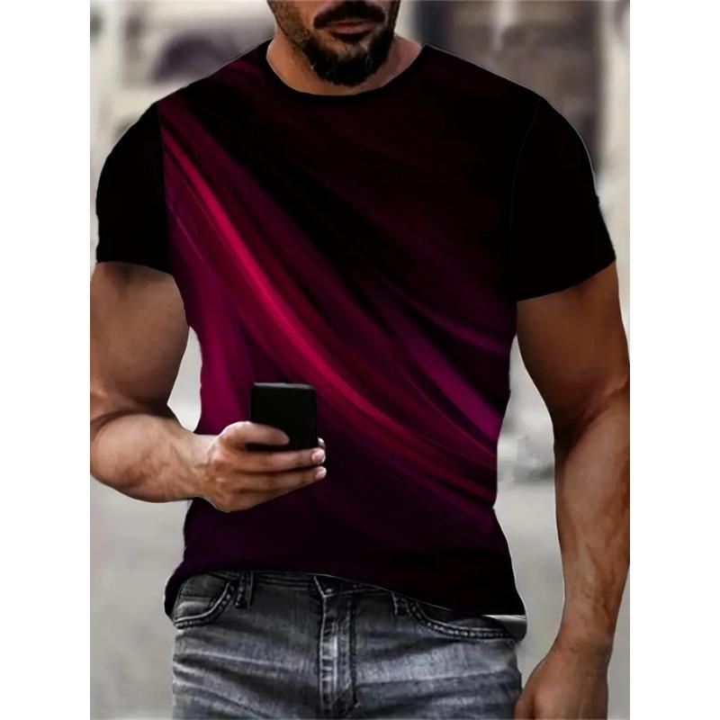 Fashion T-Shirts for Men Stripe 3D Printing Tops T-Shirt Crew Neck Short Sleeve Tee Sport Men Clothing Summer Oversize T-Shirts