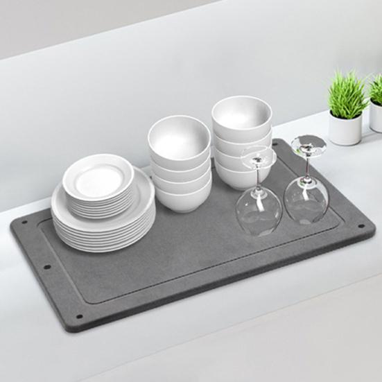 Drain Mat for Kitchen Counter 15.7" X 11.8" Large Dish Drying Mat Diatomaceous Earth Mat for Kitchen Sink Organizing