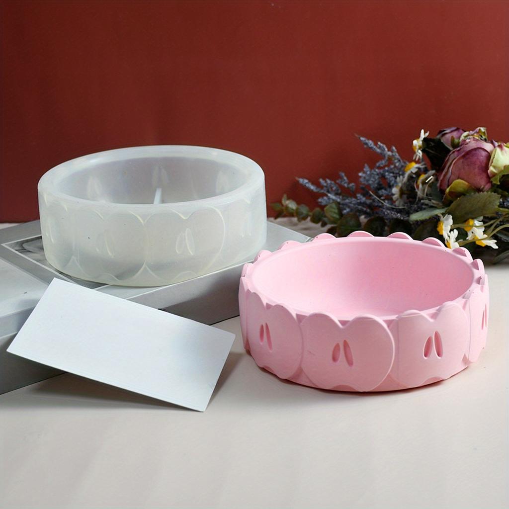 Apple Round Bowl Silicone Molds DIY Candle Storage Cup Gypsum Plaster Mould Table Fruit Flowerpot Plant Concrete Cement Mold
