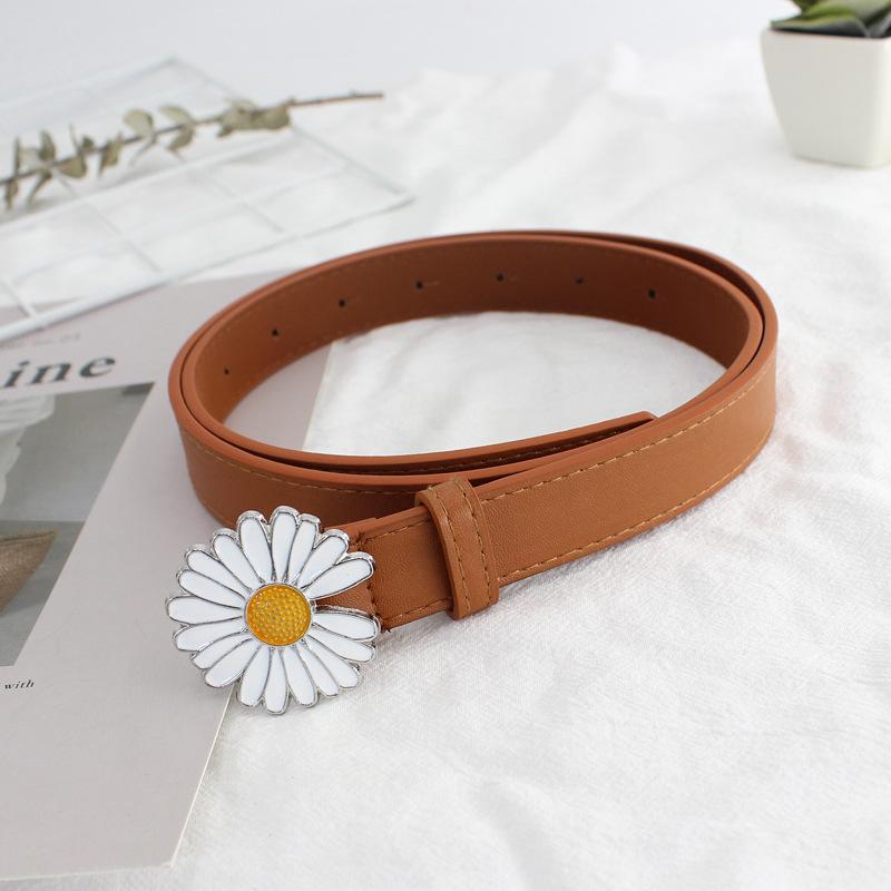 Smooth Buckle Skirt With Small Daisies Thin Belt Schoolgirl Decorative Jeans With Tide