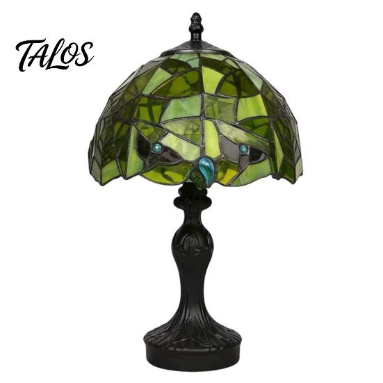 Vintage Banker Lamp for Office Retro Green Stained Glass Desk Lamp, Hand-Carved Resin Base Tiffany Style Decorative Lighting Bar Table Light